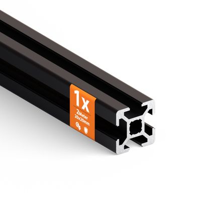 Tivendis Konstruktionsprofil 20x20 6 Nut 1 Stück 2 Meter Aluminium Alu Profil schwarz