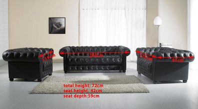 Chesterfield Sofagarnitur 311 Sitzer Design Couch Polster Sofa Garnitur Set Neu