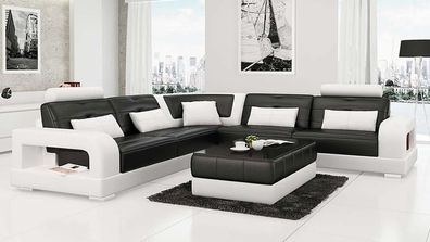 Ledersofa Ecksofa + Couchtisch Garnitur Polster LForm Sofa Design Wohnlandschaft