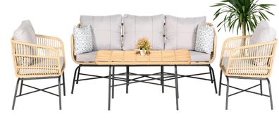 Set 4tlg GartenMöbel Sofagarnitur Tisch Sessel Veranda Sitzgruppen Esstisch Neu