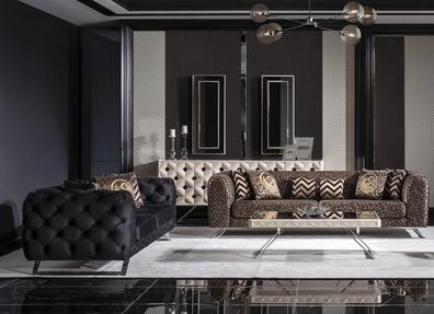 Moderner schwarzer 4-Sitzer Sofa aus Textil und Holz