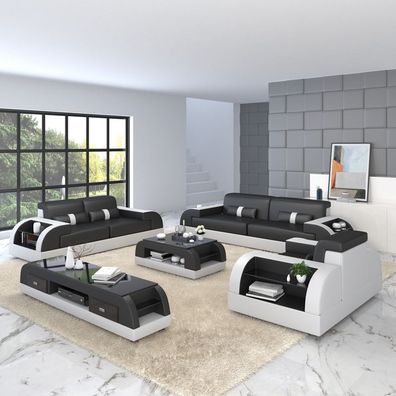 Sofagarnitur Sitzer Set Design Sofas Polster Couchen Leder Relax Moderne Gruppe