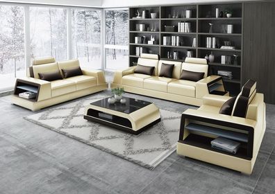 Moderne Sofagarnitur 321 Sitzer Sofa Couch Polster Garnitur Couchen Leder Neu