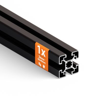 Tivendis Konstruktionsprofil 40x40 8 Nut 1 Stück 2 Meter Aluminium Alu Profil schwarz