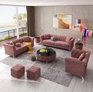 Sofagarnitur 3 + 2 + 1 Sitzer Stoff Couchen Polster Garnitur Sofas Couch Designer