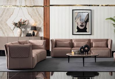 Modernes Wohnzimmer Set aus Textil in Beige