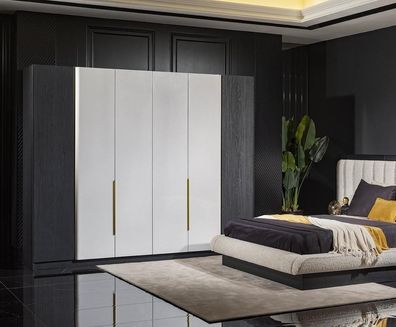 Eleganter schwarzer Kleiderschrank aus Holz im modernen Design