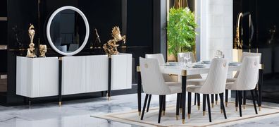 Esstisch 6 Stühle Kommode Spiegel Komplettes Esszimmer Garnitur 9tlg Neu Set