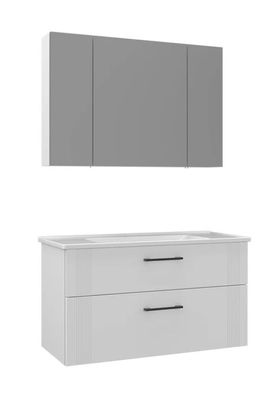 BARI 100cm Waschtisch Unterschrank, Waschbecken Spiegelschrank White