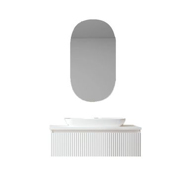 Lentia 100cm Badmöbel Keramik-Waschbecken LED Spiegel Weiß