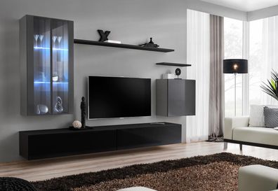 Garnitur rtv Set 7tlg. Wohnwand TV Sideboard Vitrine Hänge Schrank Design Neu