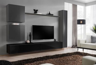 Wohnzimmer rtv Schrank Wohnwand Regal Luxus Wandschrank TV Sideboard Set 6tlg