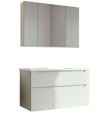 Messina Badmöbel 80 cm Waschbecken Spiegelschrank Weiß