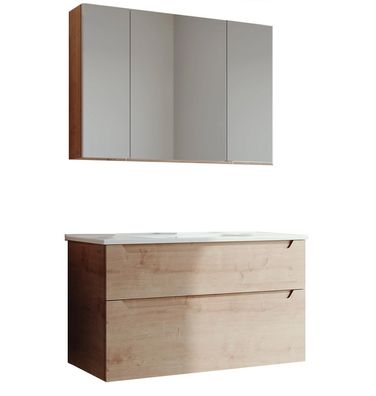 Messina Badmöbel 80 cm Waschbecken Spiegelschrank Eiche