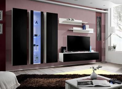 Wohnwand Luxus Wohnzimmer Möbel Komplette Set 6 tlg Designer Einrichtung