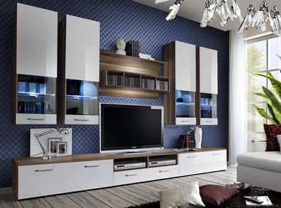 Wohnwand Garnitur TV Ständer Lowboard Designer Wandschrank Holz Luxus Möbel