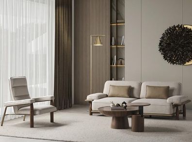 Dreisitzer Sofa Couch Polster Möbel Wohnzimmer Sitzgarnitur Einrichtung 2tlg