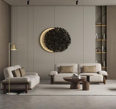 Sofa Beige Sofagarnitur 2x 3 Sitzer Set Design Polster Couchen Modern Garnitur