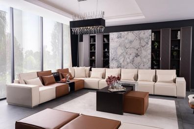 Ecksofa mit Soundsystem Couchtisch Couch L-Form Stoff Leder Wohnzimmer