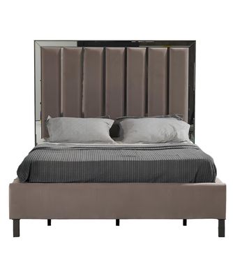 Betten Design Bett Polster Schlafzimmer Hotel Design Doppelbett Metall Taupe Neu