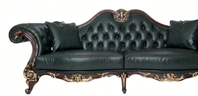 Elegantes grünes Leder-Sofa für modernes Arbeitszimmer