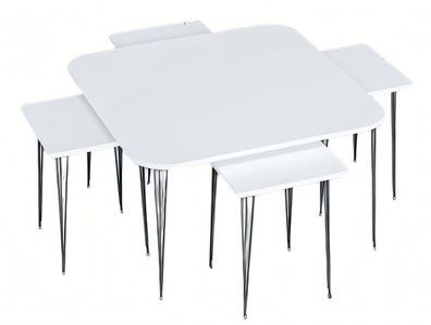 Moderner weißer Holz-Couchtisch mit Beistelltischen Set