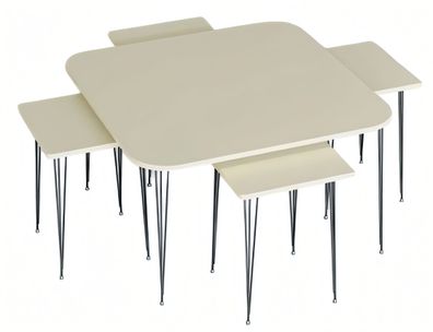 Beige Holz Couchtisch mit Beistelltischen modern und stilvoll
