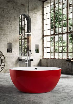 Freistehende Badewanne Wanne Standbadewanne Runder Rot Modern Bad