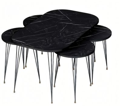Schwarzer Holz-Couchtisch mit Beistelltischen modern und stilvoll