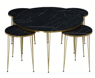 Schwarzer Holz-Couchtisch mit Beistelltischen im modernen Stil