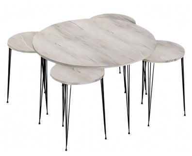 Moderner grauer Holz-Couchtisch mit Beistelltischen Set