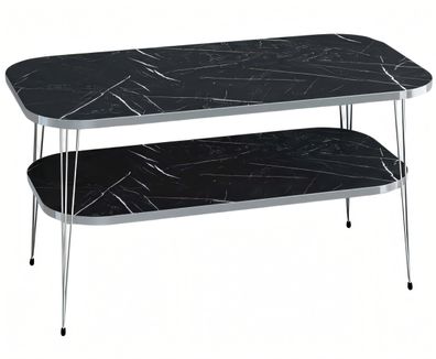 Moderner schwarzer Couchtisch aus Holz mit Edelstahl-Design