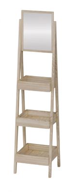 Elegantes Beiges Regal mit Spiegel aus Holz und Glas