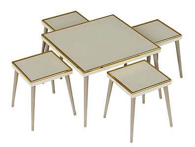 Elegantes Wohnzimmer-Set in Beigem Holz und Edelstahl