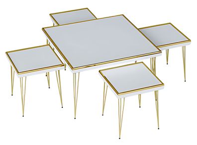 Elegantes weißes Wohnzimmer-Set aus MDF und Edelstahl