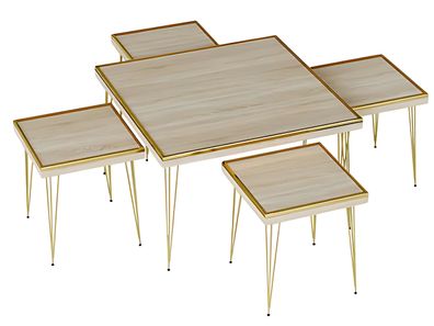 Wohnzimmer-Set in Beige mit MDF und Edelstahl modern und elegant