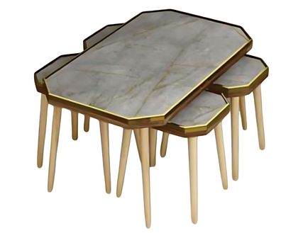 Wohnzimmer-Set Grau Holz Edelstahl modern elegant