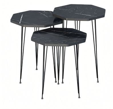 Elegantes schwarzes Couchtisch-Set aus Holz und Metall