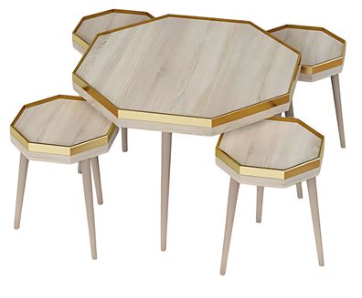 Wohnzimmer-Set Beige Holz Modern Elegant