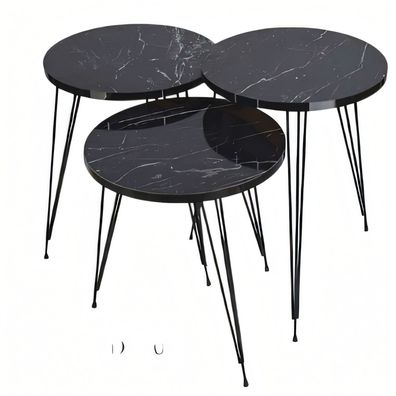 Elegantes schwarzes Couchtisch-Set aus Holz und Metall