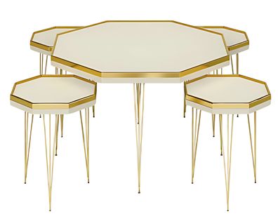 Modernes Wohnzimmer-Set Weiß MDF Edelstahl elegant