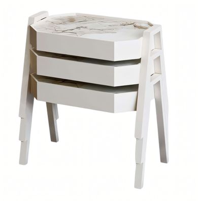 Elegantes weißes Couchtisch-Set aus Holz im modernen Stil