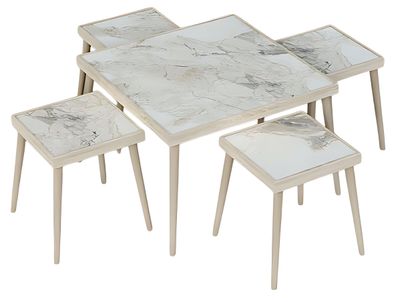 Elegantes Wohnzimmer-Set in Beige aus Holz und MDF