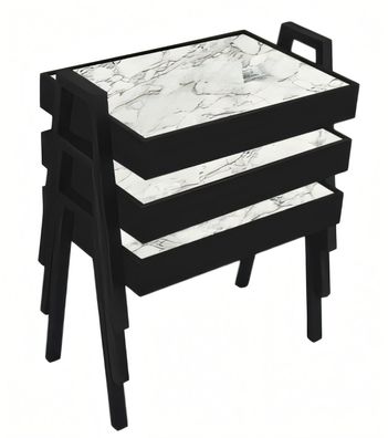 Elegantes schwarzes Holz Couchtisch-Set im modernen Stil