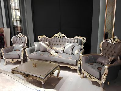 Exklusives Sofagarnitur set 3 + 3 + 1 3tlg 2x Sofa Sessel Relax Luxuriöses set