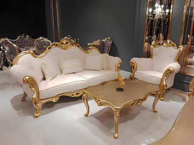Sofagarnitur 3 + 3 + 1 Sitzer Chesterfield Barock Stil Garnitur Set 3tlg. Sofa Relax