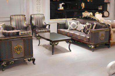 Wohnzimmer Set Sofagarnitur Naturfarben Design Polstermöbel Couchtisch