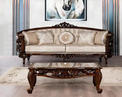 Dreisitzer Sofa 3 Sitz Klassische Möbel Sofas Stoff Stil Barock Rokoko Luxus Neu