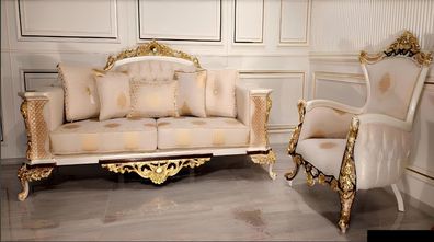 Sofagarnitur 3 + 1 Sitzer Luxus Set Sofa Sessel Sofas Relax Polster Design Barock