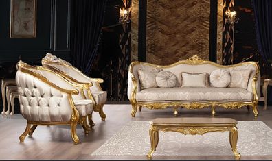 Barock Sofagarnitur 3 + 1 + 1 Sitzer Chesterfield Sofa Sofas Sessel Sitz Garnitur